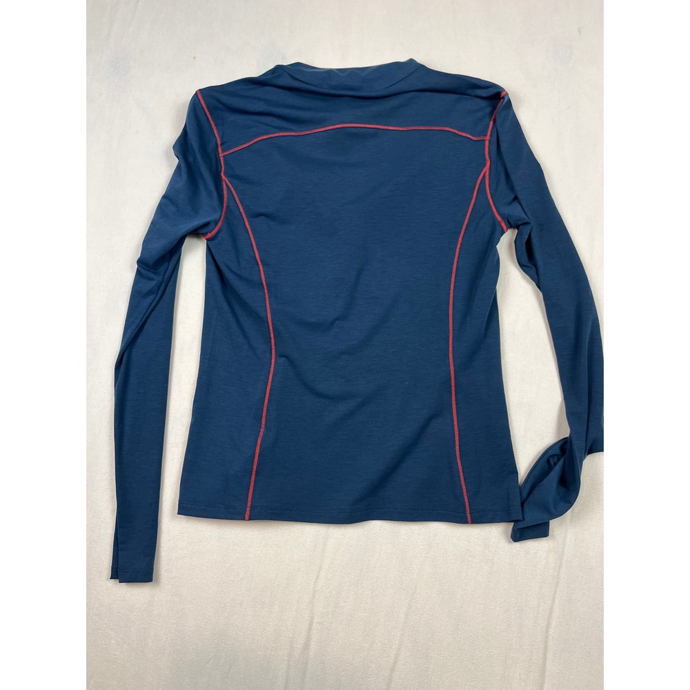 Fabletics Wool Base Layer Half-Zip Top Blue Red Stitching Small TK2150435-1835 - Picture 6 of 6